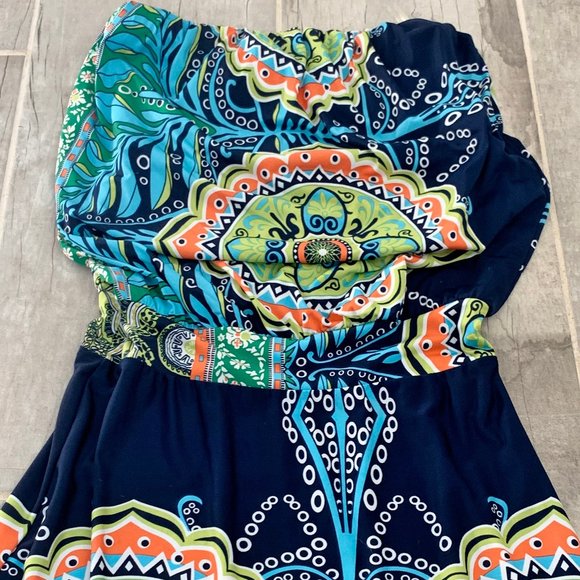 Jup Womens Strapless Medallion Maxi Dress USA S M J UP Uptown - Picture 5 of 6